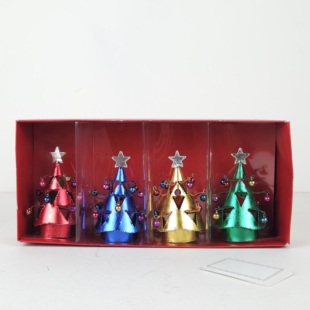 VTG Pier 1 Metal Christmas Tree Place Card Holder Ornament Whimsy‎ Festive 4"